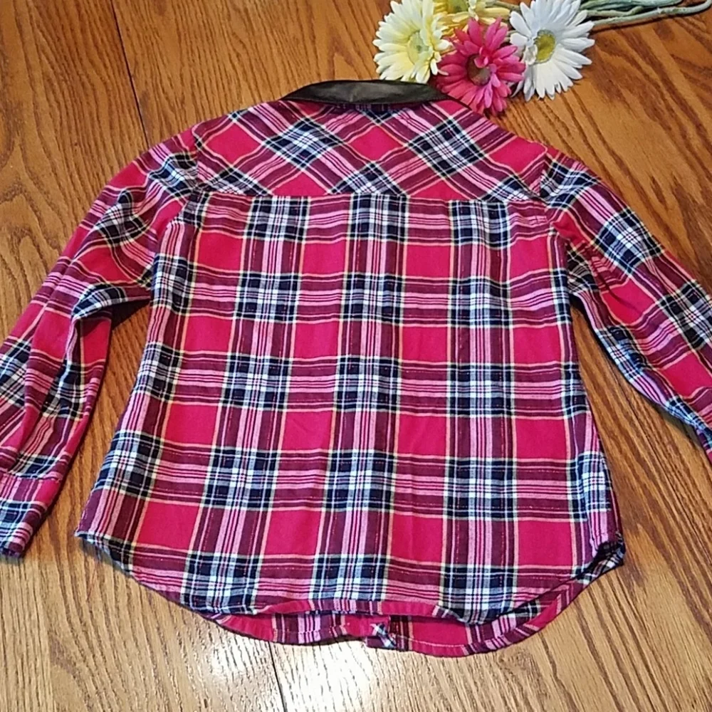 Justice plaid Versatile Button Down Shirt - Girl's 6